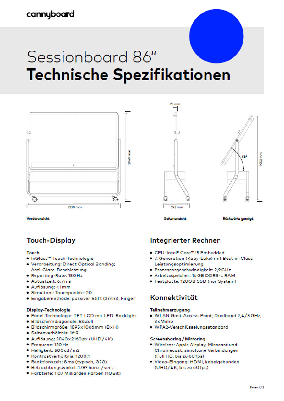 cannyboard Technische Spezifikationen